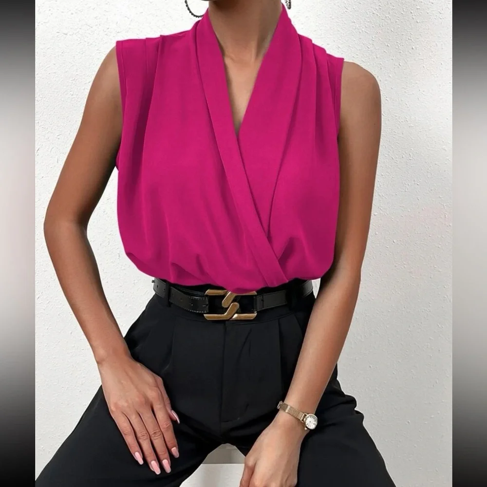Luxe wrap hem surplice blouse - Picture 11 of 16